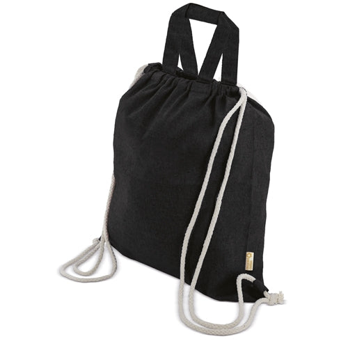 Bolsa Mochila De Algodon Reciclado Negro