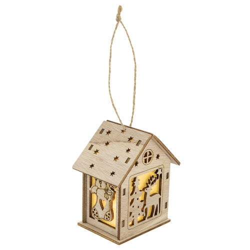 Cabaña De Madera Con Luz