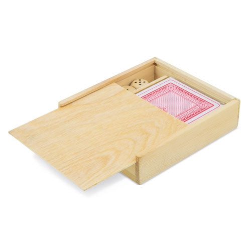 Set De Madera Baraja Y Dados