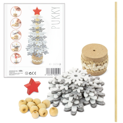 Arbolito De Navidad Rpet Y Madera Reciclada Gris