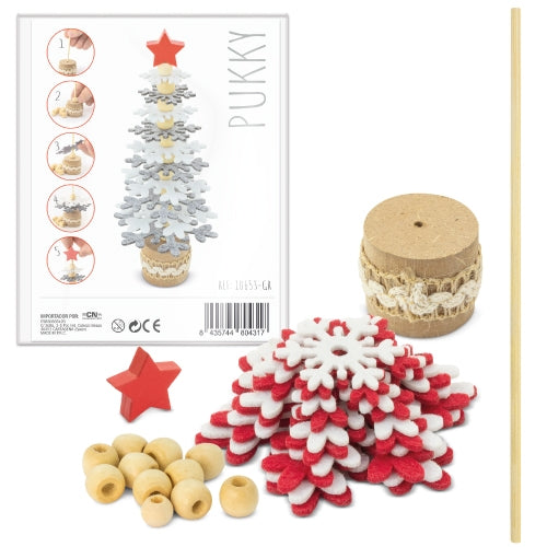 Arbolito De Navidad Rpet Y Madera Reciclada Rojo