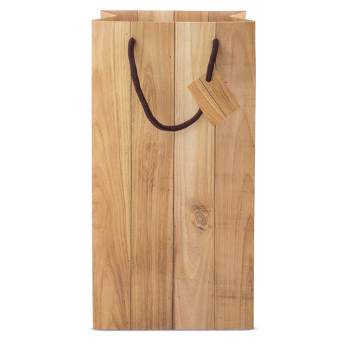 Bolsa Papel Efecto Madera 2 Botellas