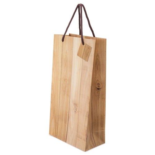 Bolsa Papel Efecto Madera 2 Botellas "Abeto"