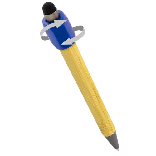 Boligrafo Antiestrés Giratorio De Bambú Azul