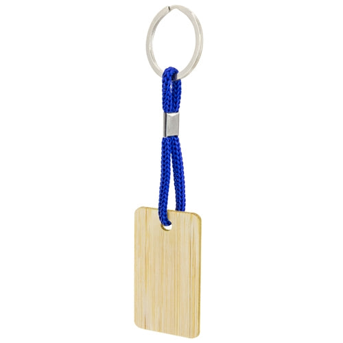 Llavero De Bambú Rectangular Azul