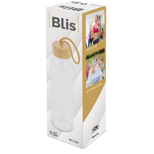Botella Cristal Tapon Bambu "Blis"