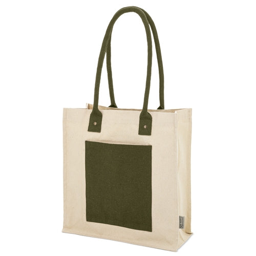 Bolsa de Algodón Canvas Reciclado Beige-Verde