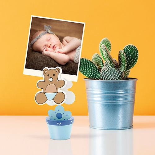 Maceta Pinza Portafoto Osito Azul