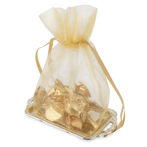 Bandeja Con Bolsa Organza Or Oro