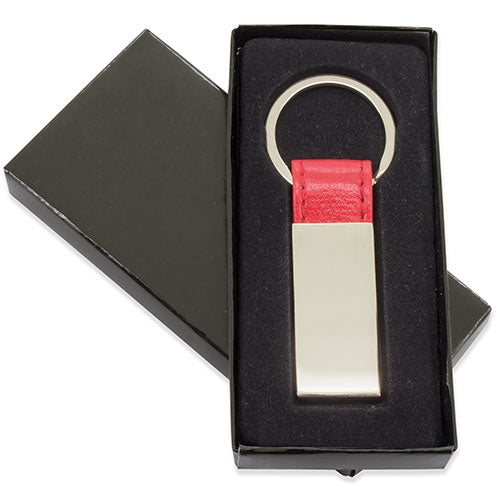 Llavero Metalico Polipiel Rojo