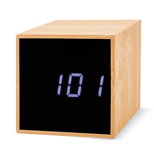 Reloj Despertador Bambu Con Alarma Y Temperatura