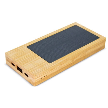 Power Bank Con Cargador Solar De Bambu "Naples"