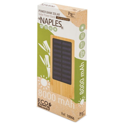 Power Bank Con Cargador Solar De Bambu "Naples"