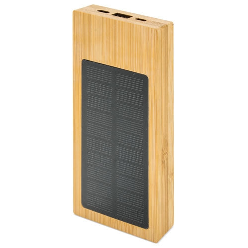 Power Bank Con Cargador Solar De Bambu "Naples"