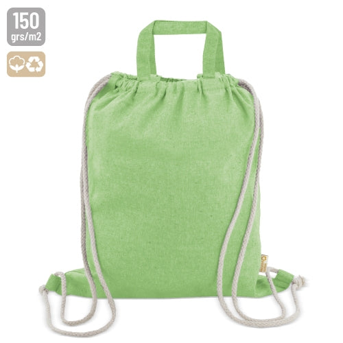 Bolsa Mochila De Algodon Reciclado Verde Pistacho