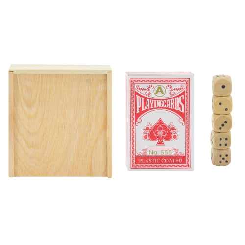Set De Madera Baraja Y Dados