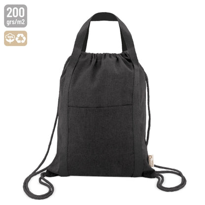 Bolsa Mochila De Algodón Reciclado Negro
