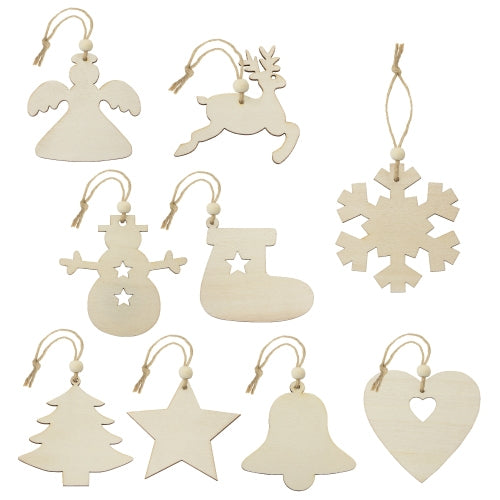 Set Adornos De Madera (9 Pcs) "Ruka"