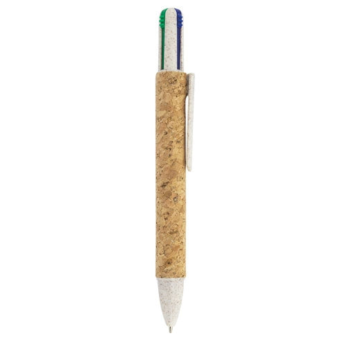 Boligrafo 4 Colores Corcho Y Fibra De Trigo "Yako"