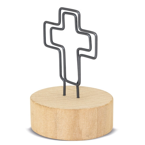 Memo Clip Con Base De Madera "Cruci"