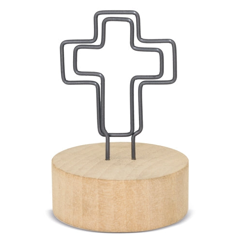 Memo Clip Con Base De Madera "Cruci"
