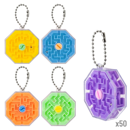 Set 50 Llaveros Laberinto 3D "Bolaloca"