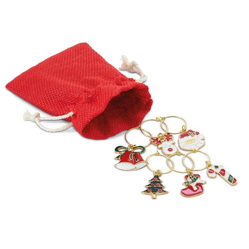 Set De 6 Aros Navideños Para Copas "Brindis"