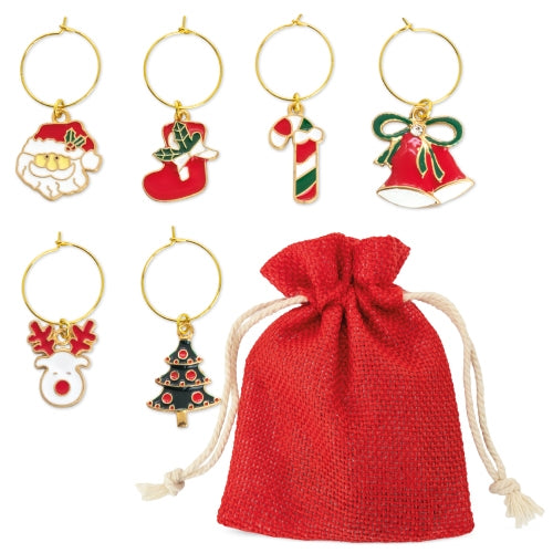 Set De 6 Aros Navideños Para Copas "Brindis"