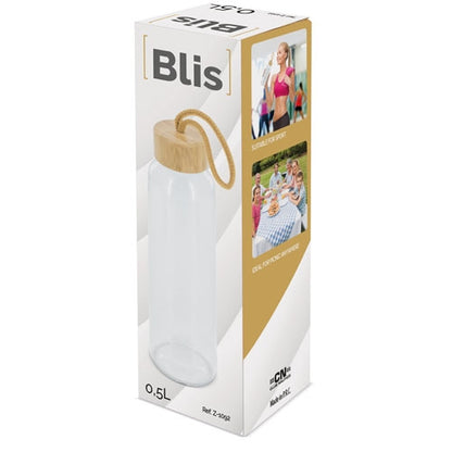 Botella Cristal Tapon Bambu "Blis"