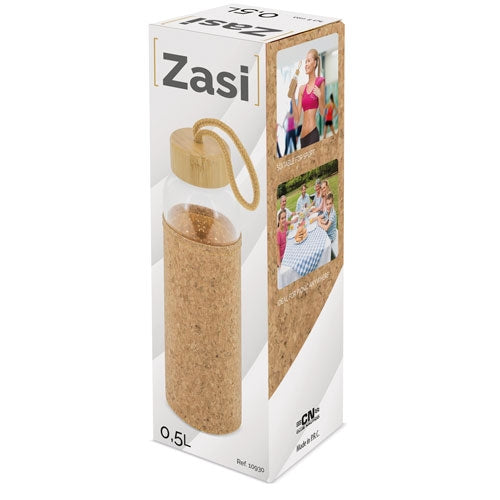 Botella Cristal Tapon Bambu/Corcho "Zasi"