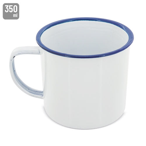 Mug Metálica Esmaltada Reborde Azul