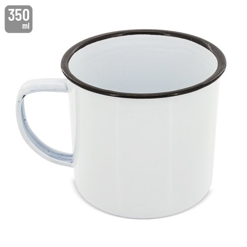 Mug Metálica Esmaltada Reborde Negro