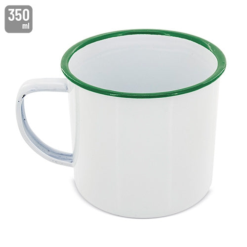 Mug Metálica Esmaltada Reborde Verde