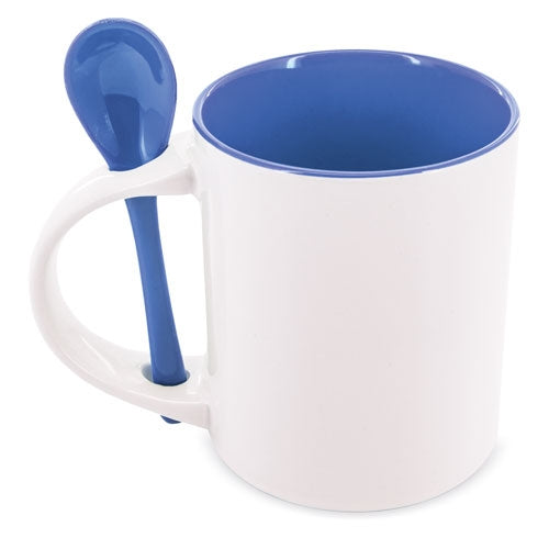 Mug Sublimacion Redonda Con Cuchara Azul