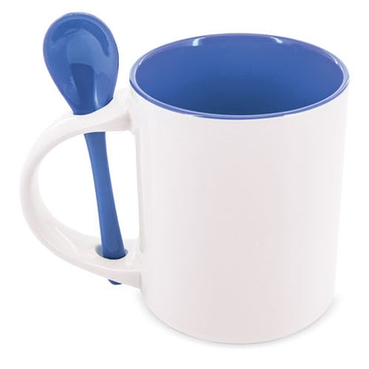 Mug Sublimacion Redonda Con Cuchara Azul
