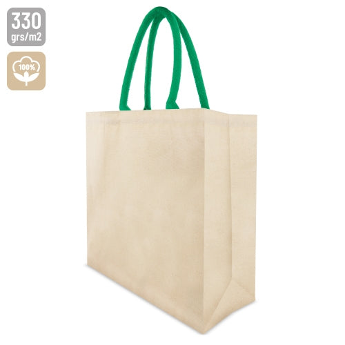 Bolsa de Algodón Canvas Asa Corta Reforzada Color Verde