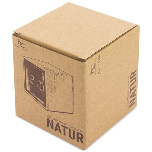 Reloj Despertador Bambu Con Alarma Y Temperatura